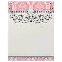 two pink and cream elegant damask customized letterhead