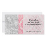 two pink and cream elegant damask photo card