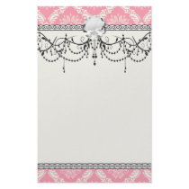 two pink and cream elegant damask customized stationery