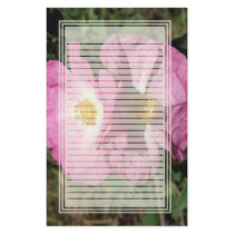 Two Pink Flowers Lined Stationery by wingedturtle Two Pink Flowers Lined Stationery