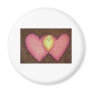 Two Pink Hearts Fridge Magnets
