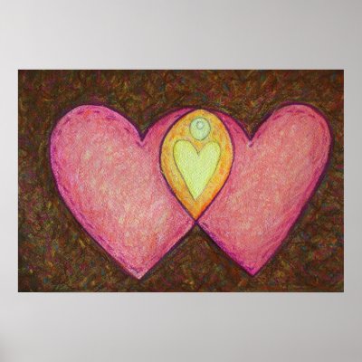 Two Pink Hearts Poster by mackenziewhitetrust