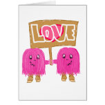 Two pink in love greeting card