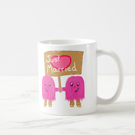 Two Pink Just Married Coffee Mugs