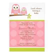 Two Pink Owls Baby Shower Invitations