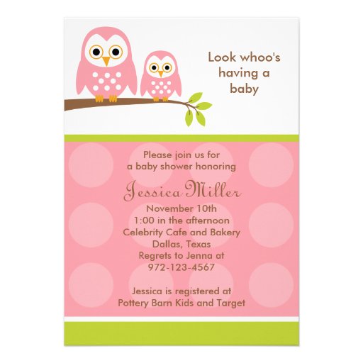 Two Pink Owls Baby Shower Invitations