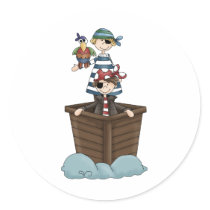 Two pirates round sticker