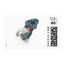 Two Pugs Postage Stamps