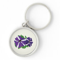 Two Purple and White Petunias keychains
