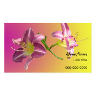 two purple lily flowers. business card