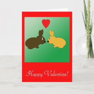 Two Rabbits Valentine Card card