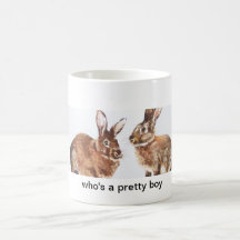 Two Rabbits "Whos a pretty boy" Mug