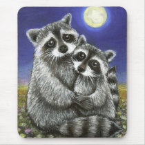 Two raccoons madly in love mousepads
