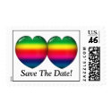 Two Rainbow Hearts Wedding Postage stamp