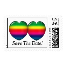 Two Rainbow Hearts Wedding Postage stamp
