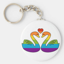 Two Rainbow Swans Keychains