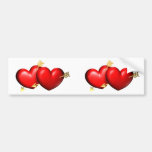 Two red and chubby hearts with golden arrows bumper stickers