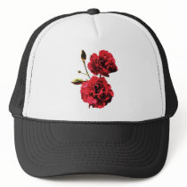 Two Red Carnations with Buds Hat