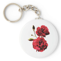 Two Red Carnations with Buds Keychains
