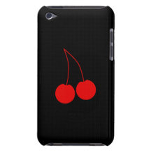 Two Red Cherries on Black. iPod Touch Case