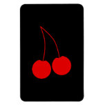 Two Red Cherries on Black. Rectangle Magnets