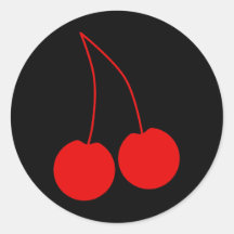 Two Red Cherries. Round Sticker