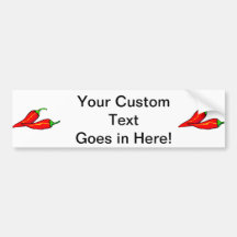 Two Red Chili Peppers on Side Bumper Sticker