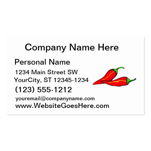 Two Red Chili Peppers on Side Business Card Templates (front side)