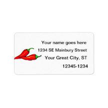 Two Red Chili Peppers on Side Personalized Address Labels