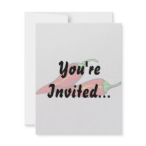 Two Red Chili Peppers on Side Personalized Invite