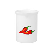 Two Red Chili Peppers on Side Pitchers