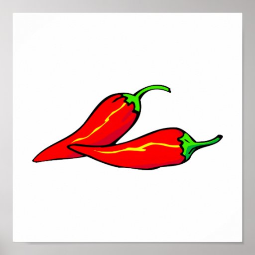 Two Red Chili Peppers on Side Poster