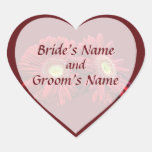 Two Red Daisies Save the Date Heart Sticker