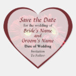 Two Red Daisies Save the Date Heart Stickers