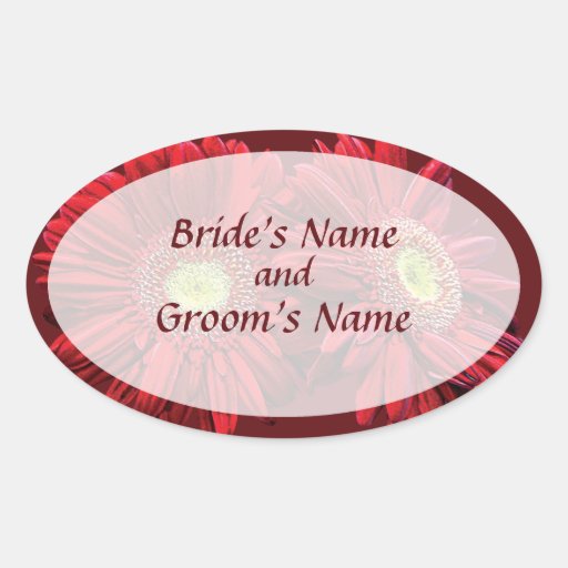 Two Red Daisies Save the Date Oval Sticker