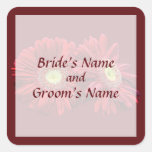 Two Red Daisies Save the Date Square Stickers