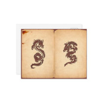 Two Red Dragons in a Old Book Post Cards