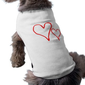 Two red drawn heart outlines, different sizes petshirt