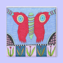 Two Red Fish Butterfly magnets