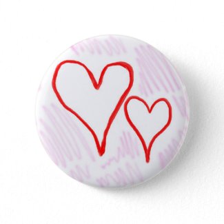 Two red hearts design, love or Valentine's button