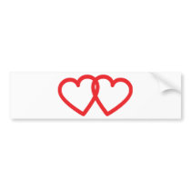 two red hearts icon bumper stickers