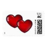 Two Red Hearts Postage Stamps