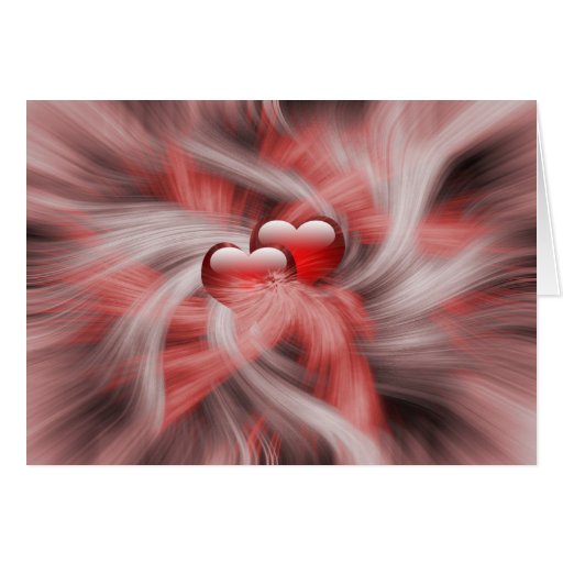 two red hearts romantic swirls card