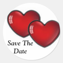 Two Red Hearts Round Sticker