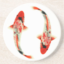 Two Red Koi Beverage Coaster
