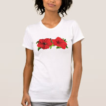 Two Red Petunias Ladies Tshirt