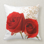 Two Red Roses Custom Background Color throwpillow