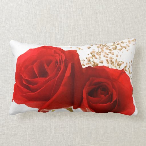Two Red Roses Custom Background Color Throw Pillow Zazzle