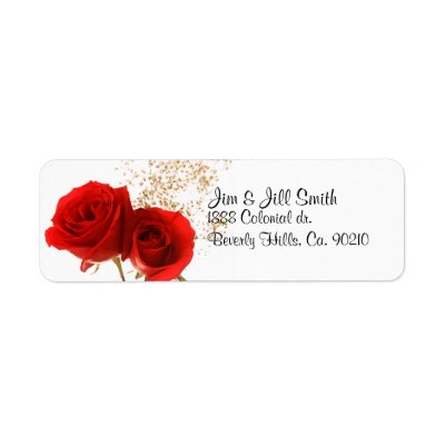 Two Red Roses Return Address Labels