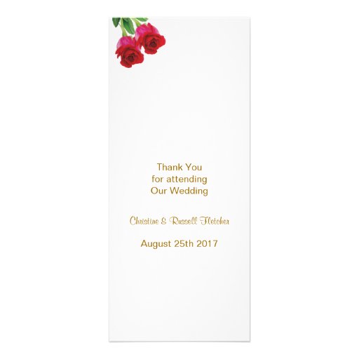 Two red roses Wedding Menu Invitation
